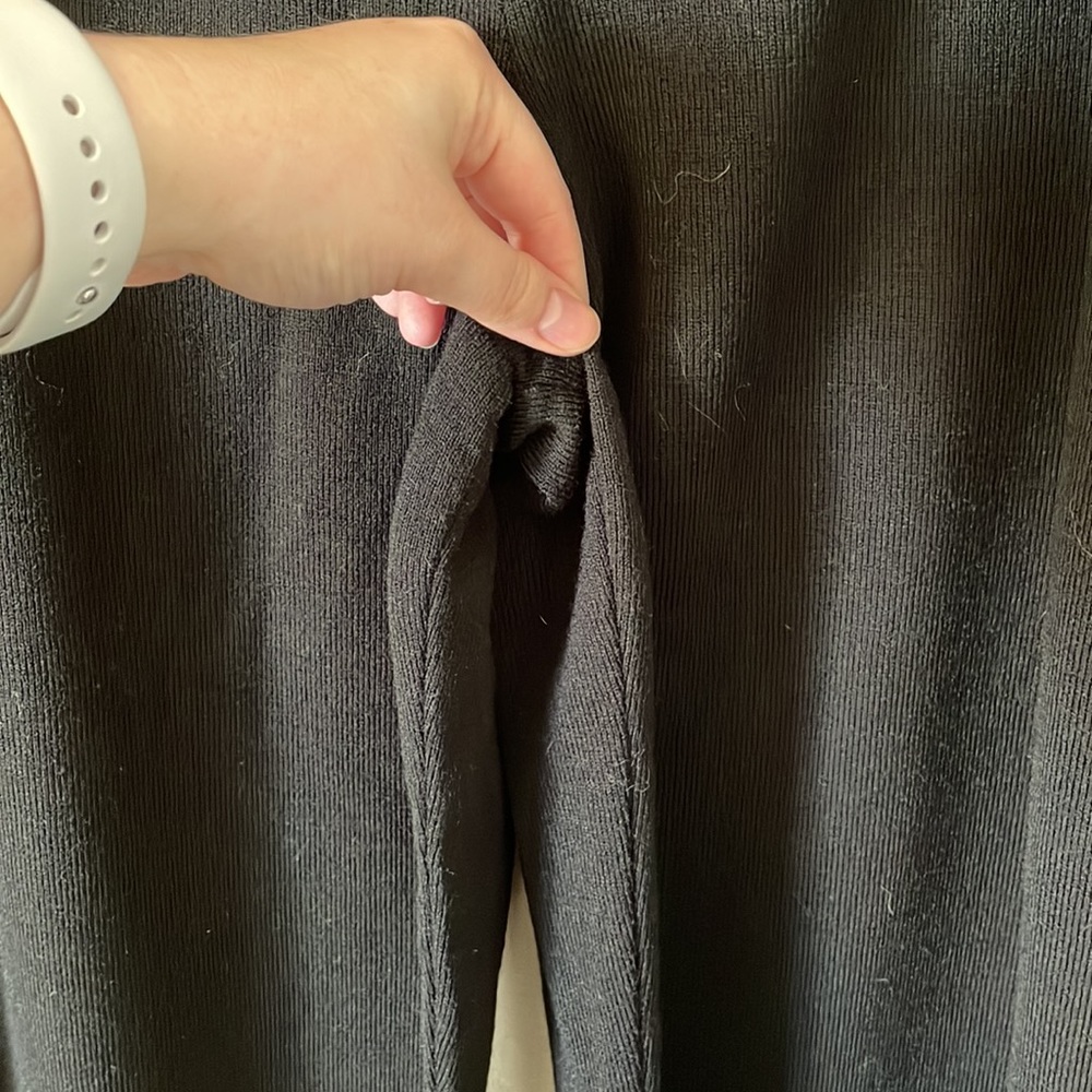 Lennie black wide leg ribbed knit lounge pants. - Picture 2 of 4